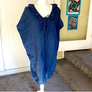 Navy linen dress, cocoon style, Garnet Hill, Large